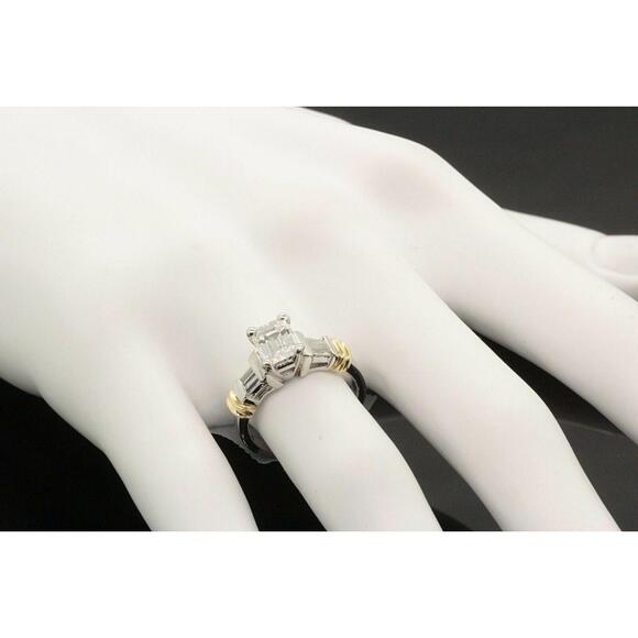 Estate Platinum Emerald Diamond Engagement Ring 1.25 TCW Dis - Picture 5 of 6